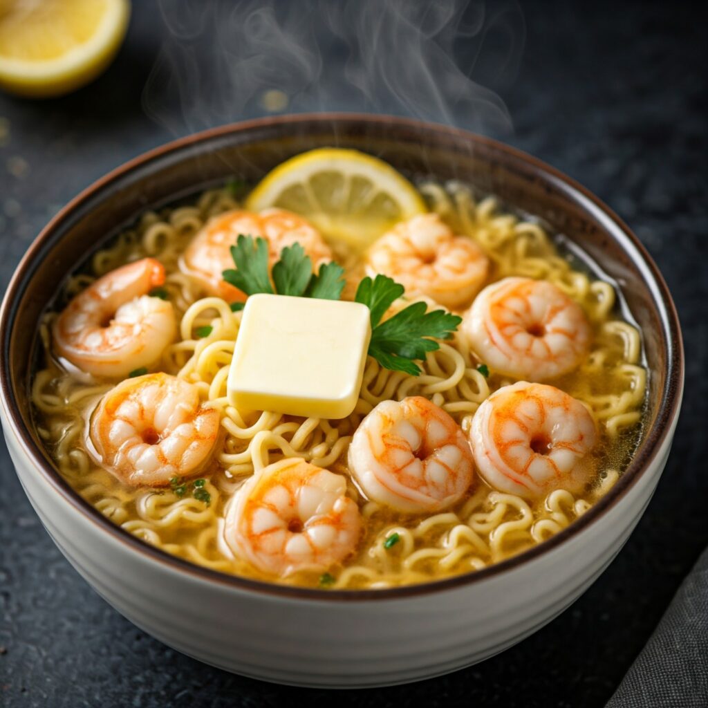 3. Garlic Butter Shrimp Ramen