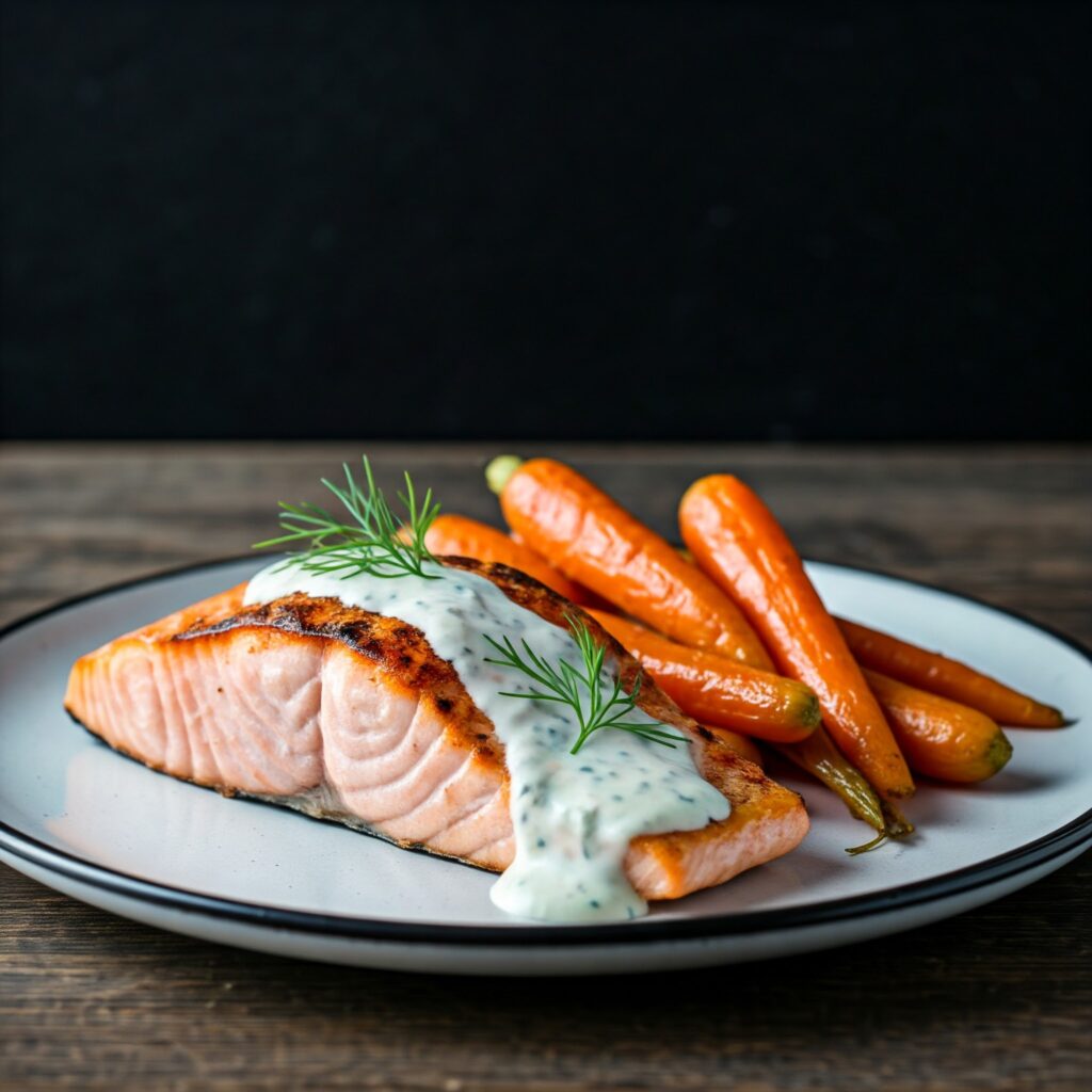 3. Grilled Salmon with Dill Sauce