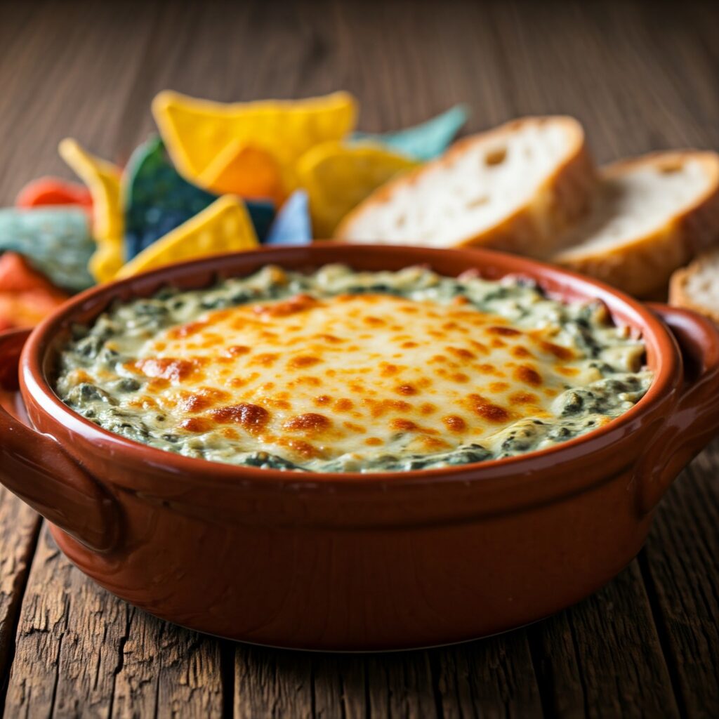 4. Cheesy Spinach Artichoke Dip