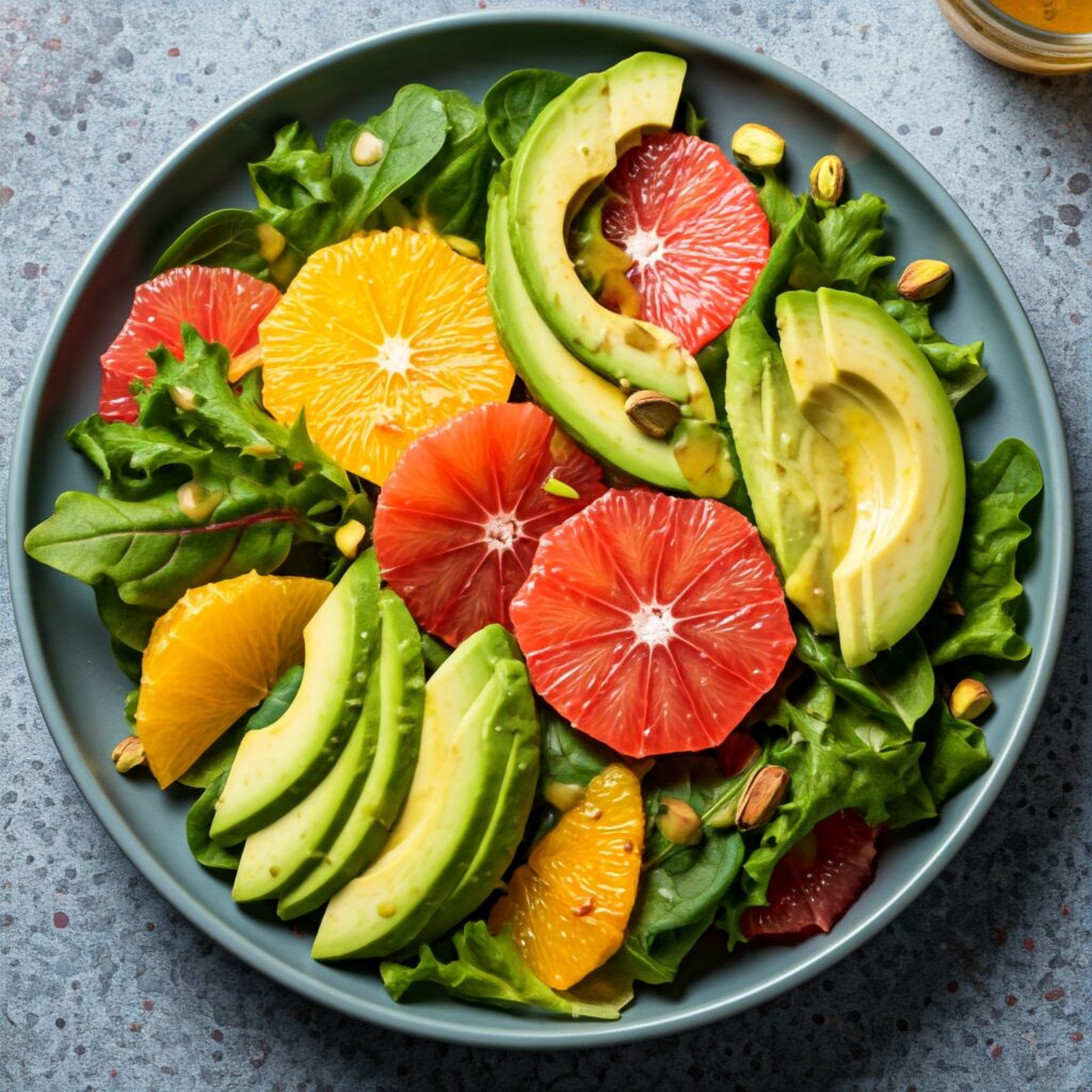 4. Citrus Avocado Salad with Mixed Greens