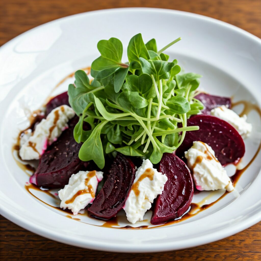 7. Beet and Goat Cheese Salad with Microgreens