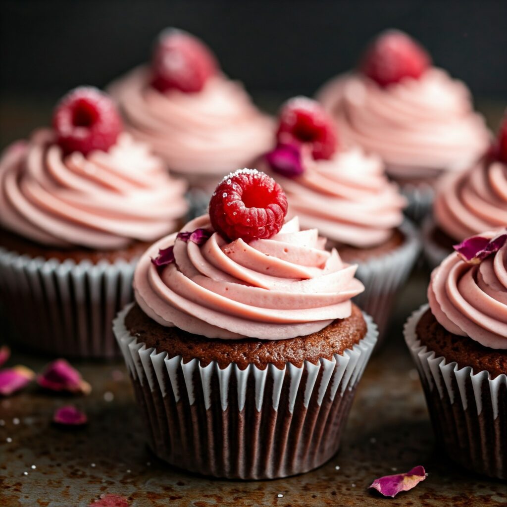 7. Raspberry Rose Cupcakes