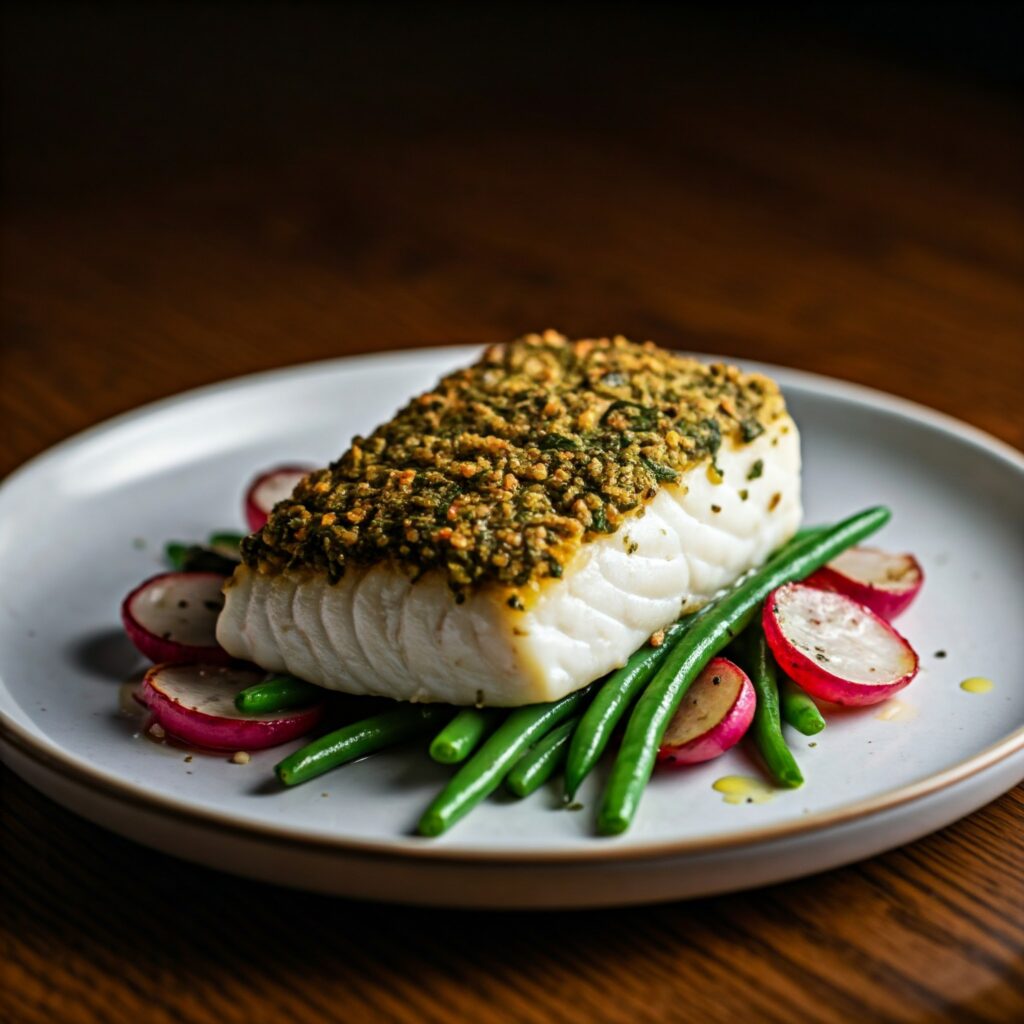 9. Herb-Crusted Cod with Spring Vegetables