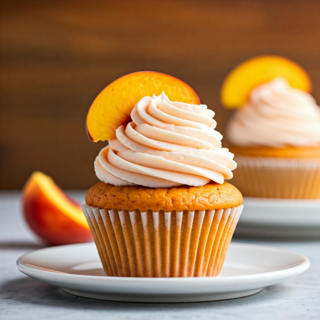 9. Peaches and Cream Cupcakes