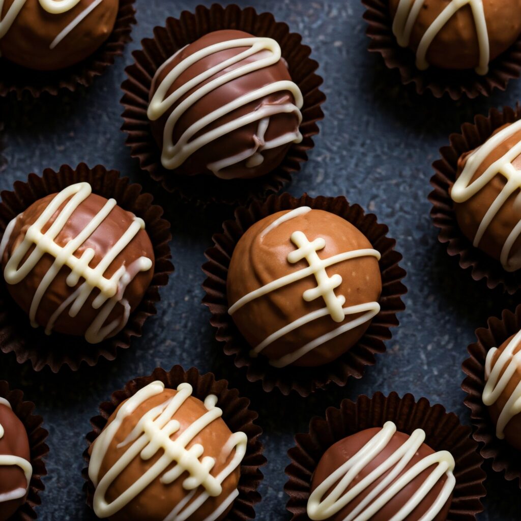 9. Peanut Butter and Chocolate Football Truffles